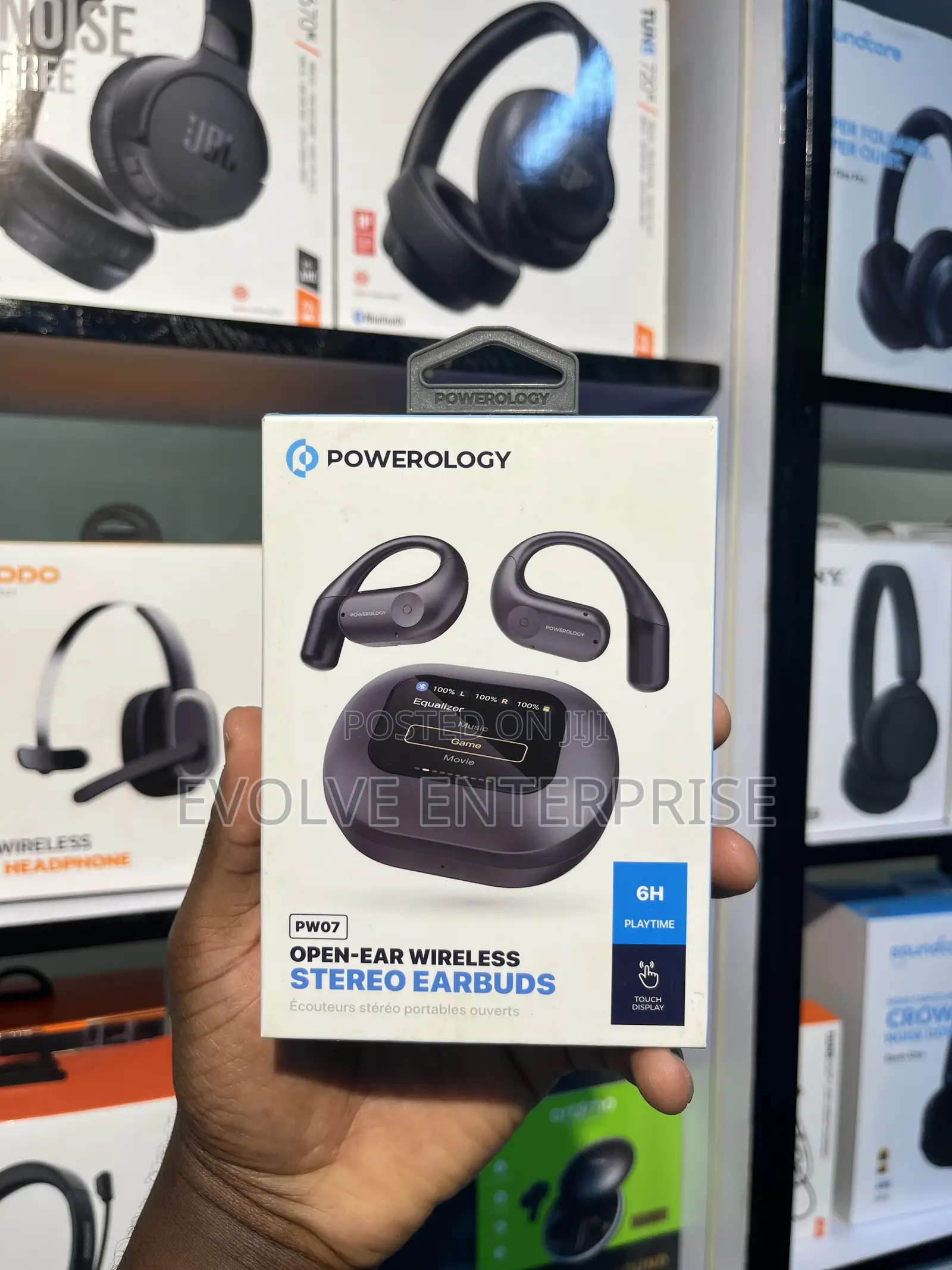 Powerology Air Conduction Earbuds and Case With Display