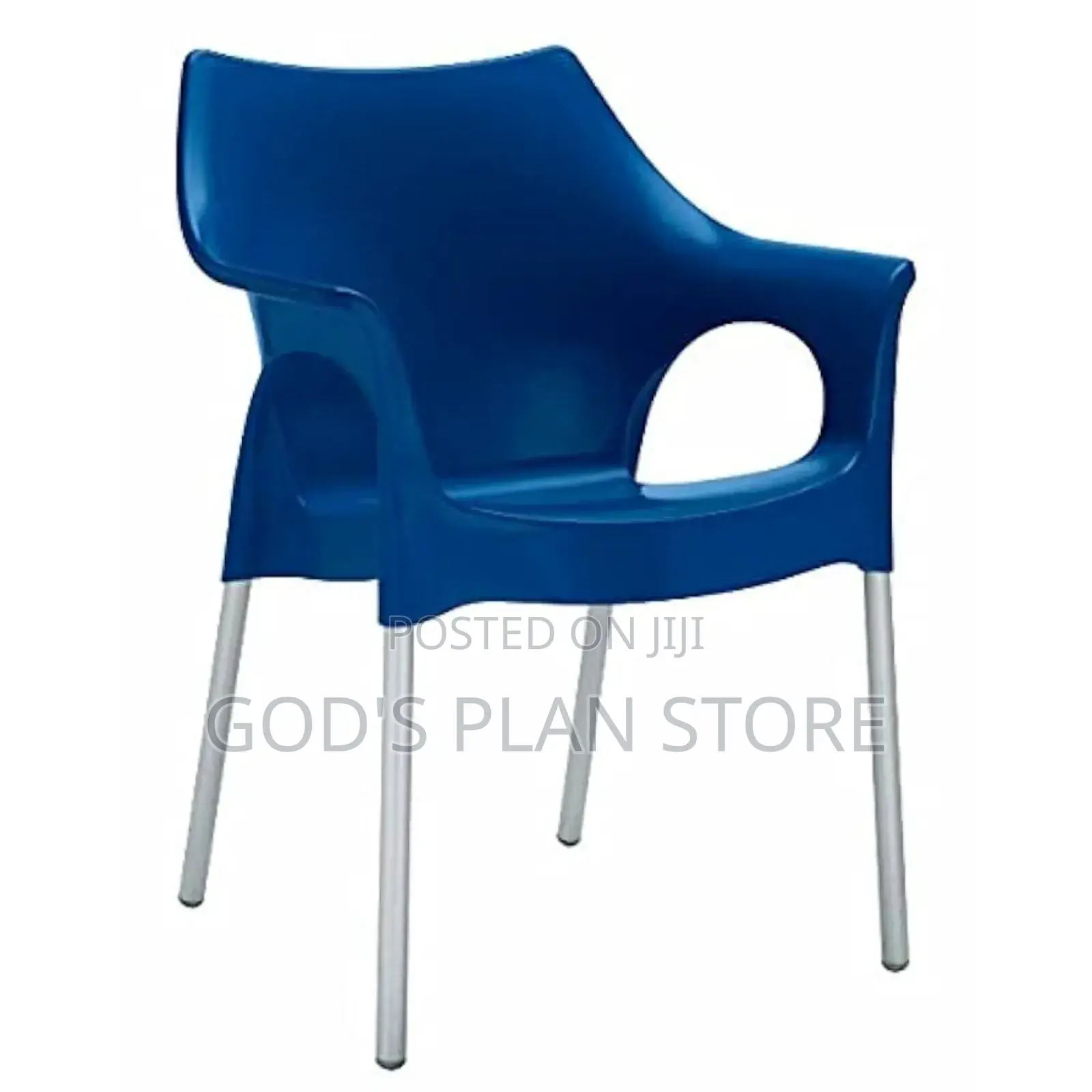 Bar Steel Legs Plastic Chairs Blue