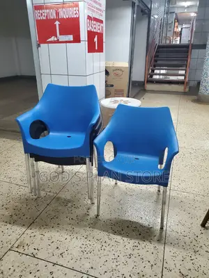 Bar Steel Legs Plastic Chairs Blue