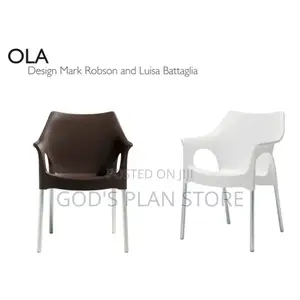 Coffee Brown and White Plastic Chairs (Steel Legs)