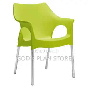 Plain Lemon Green Plastic Chairs Steel Legs