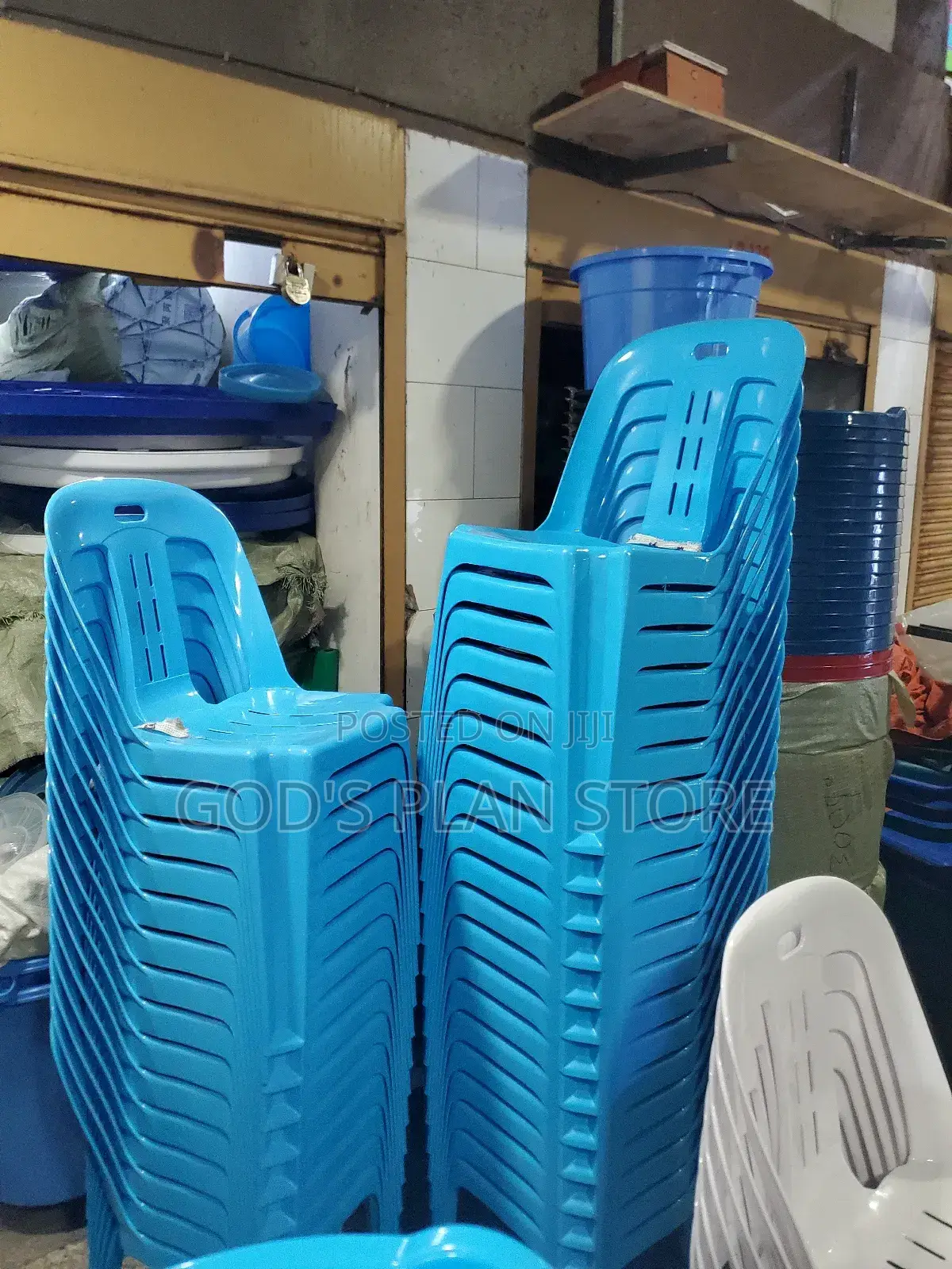 Sky Blue Elegant Plastic Chairs White