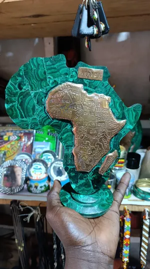 Malachite African Map With Copper