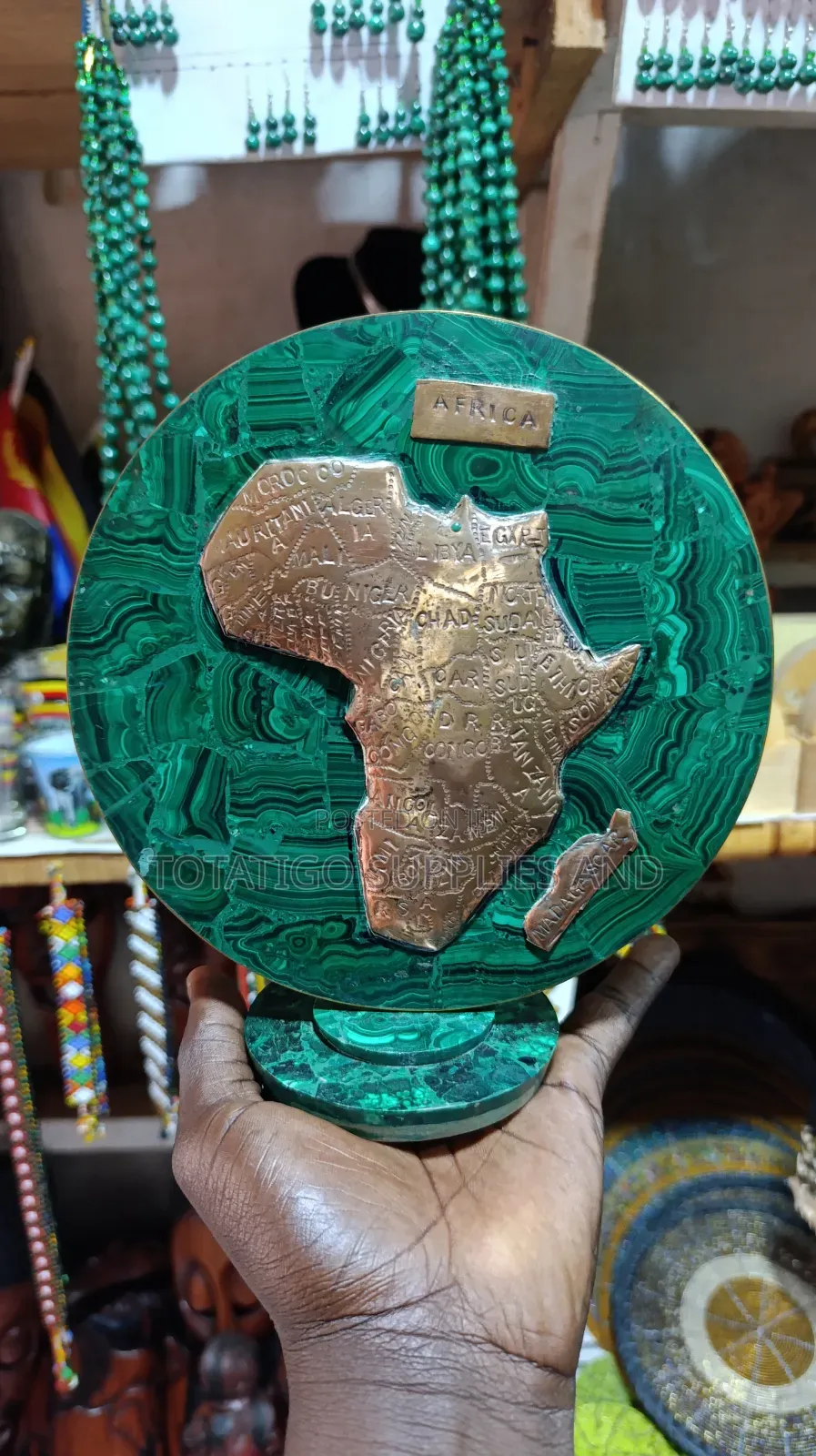 Malachite African Map With Copper