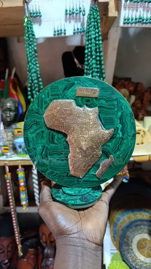 Malachite African Map With Copper