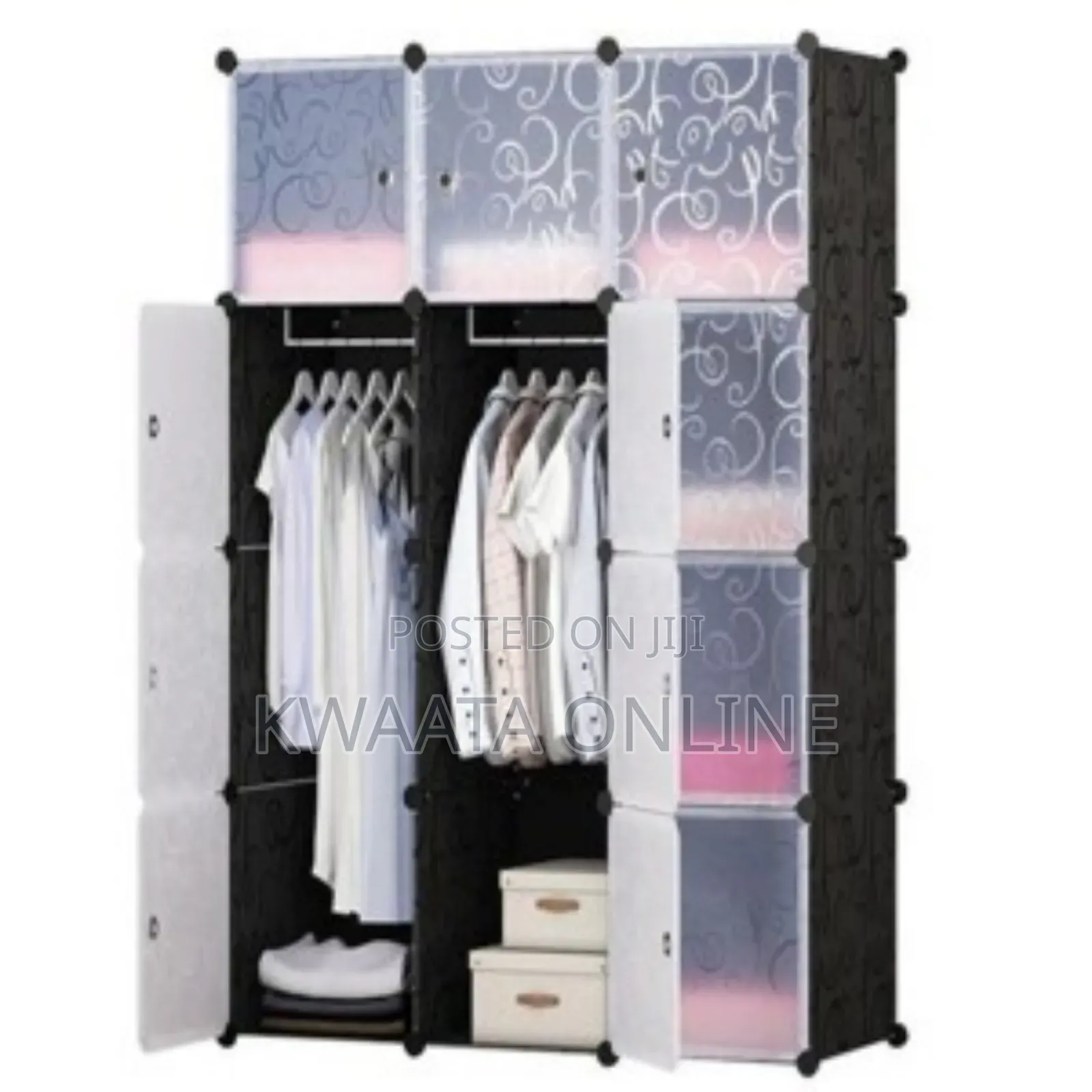 3×4 Plastic Organizer, Wardrobe Closet With Door