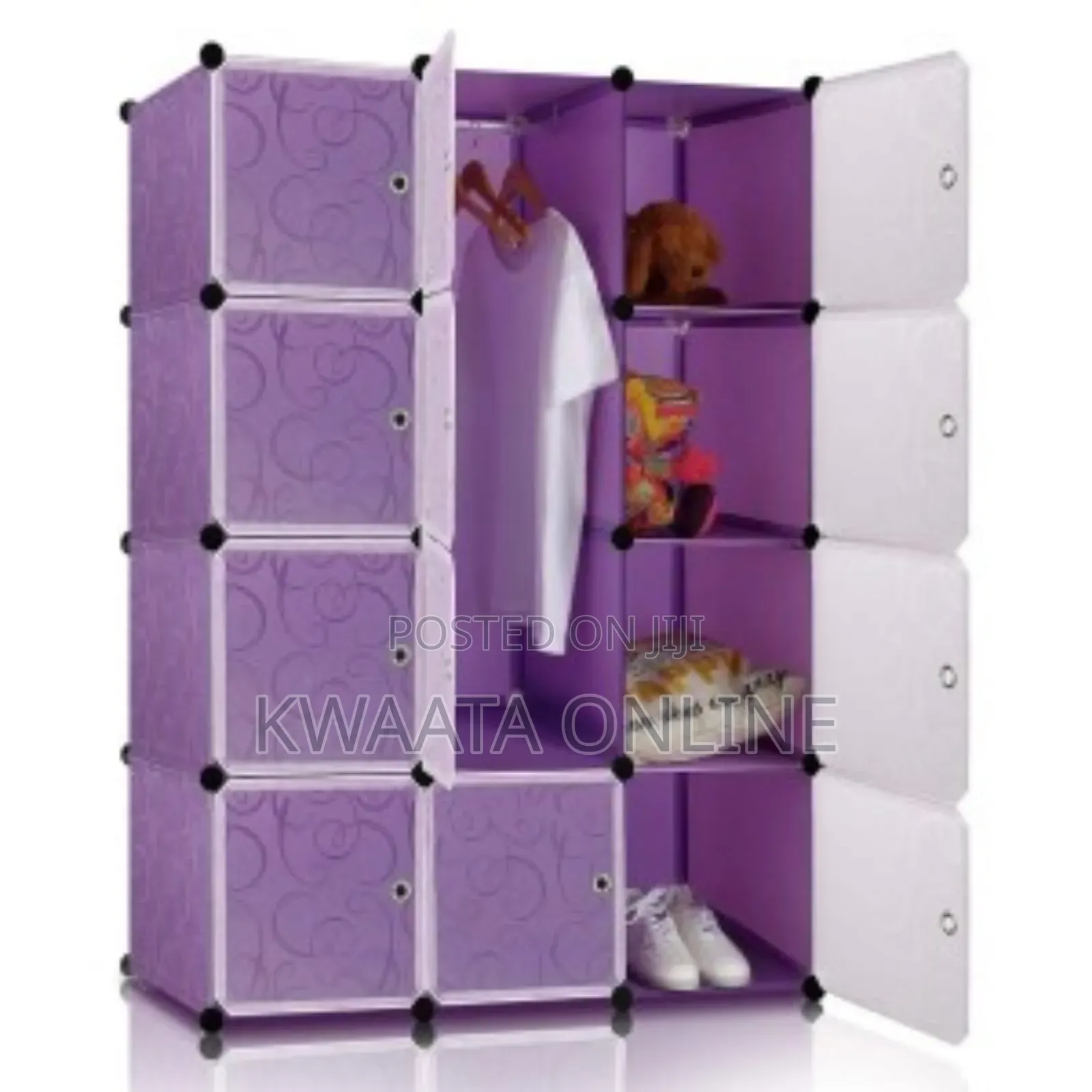 3×4 Plastic Organizer, Wardrobe Closet With Door