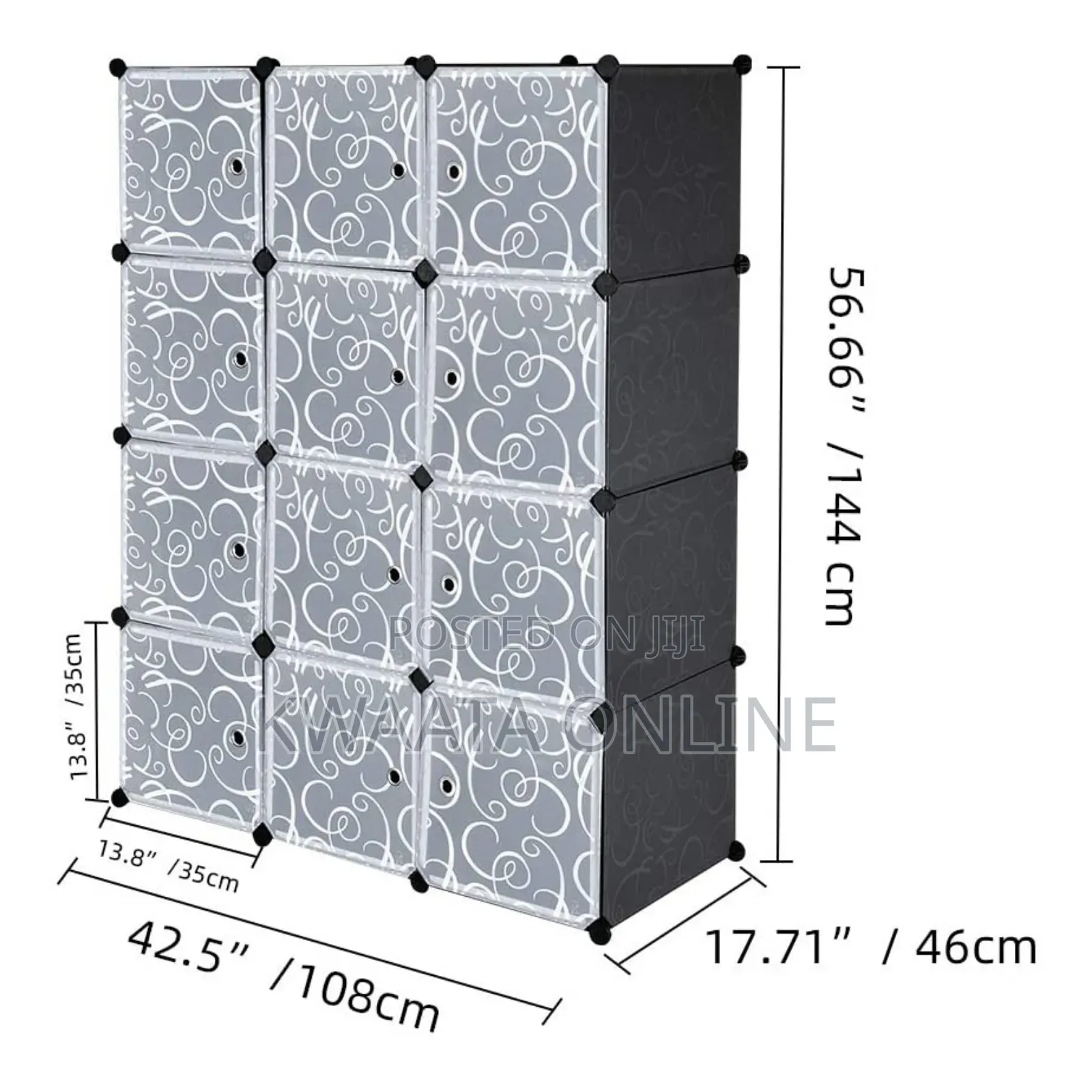 3×4 Plastic Organizer, Wardrobe Closet With Door