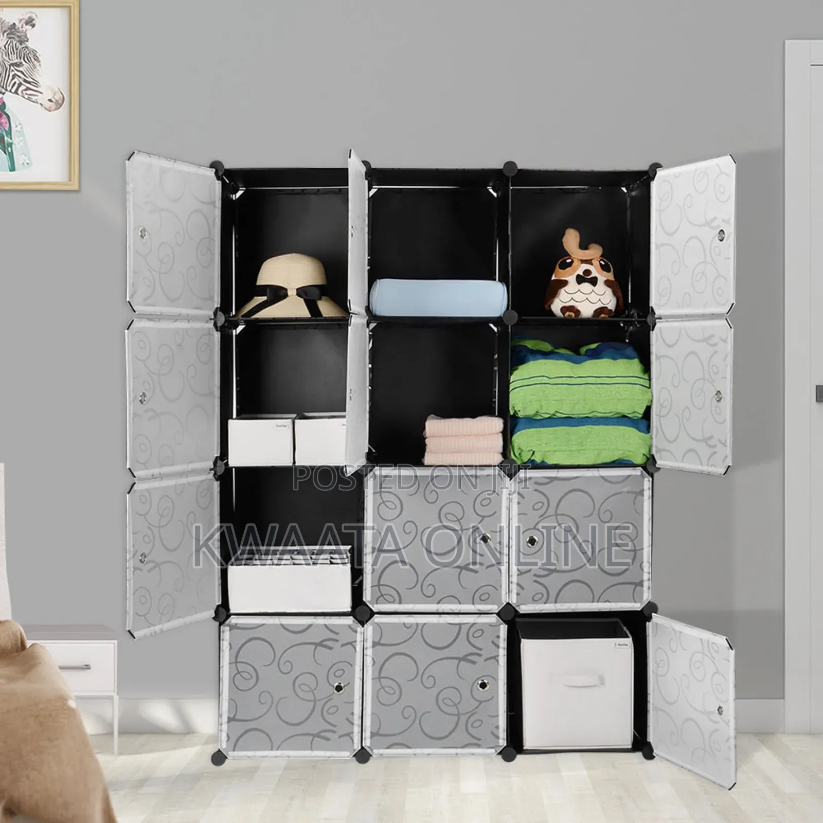 3×4 Plastic Organizer, Wardrobe Closet With Door