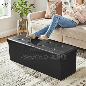 Ottoman Bench Storage Box With Lid, Leather Footstool Seat