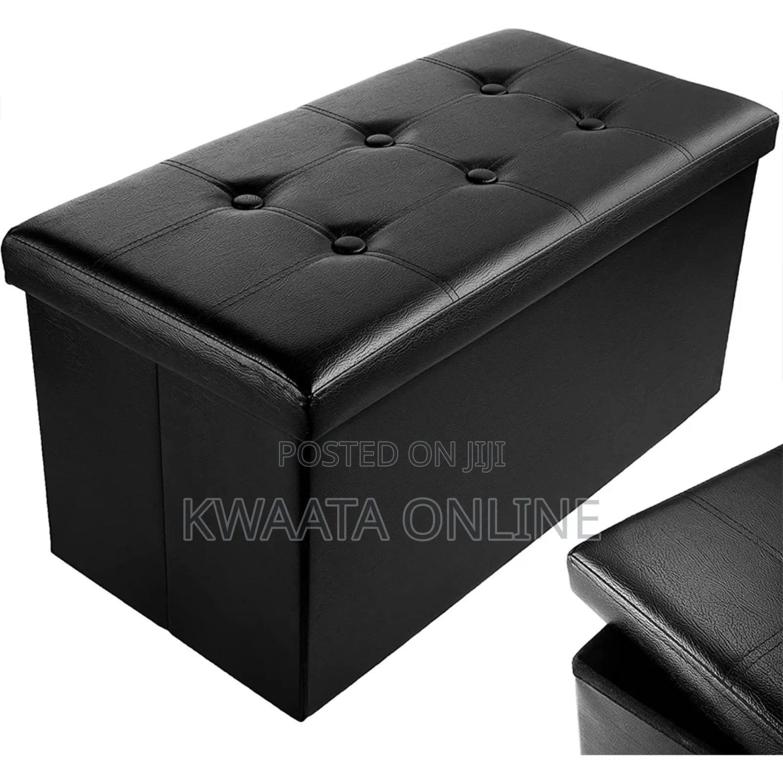 Ottoman Bench Storage Box With Lid, Leather Footstool Seat