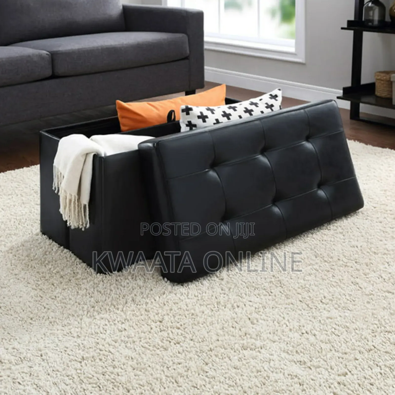 Ottoman Bench Storage Box With Lid, Leather Footstool Seat