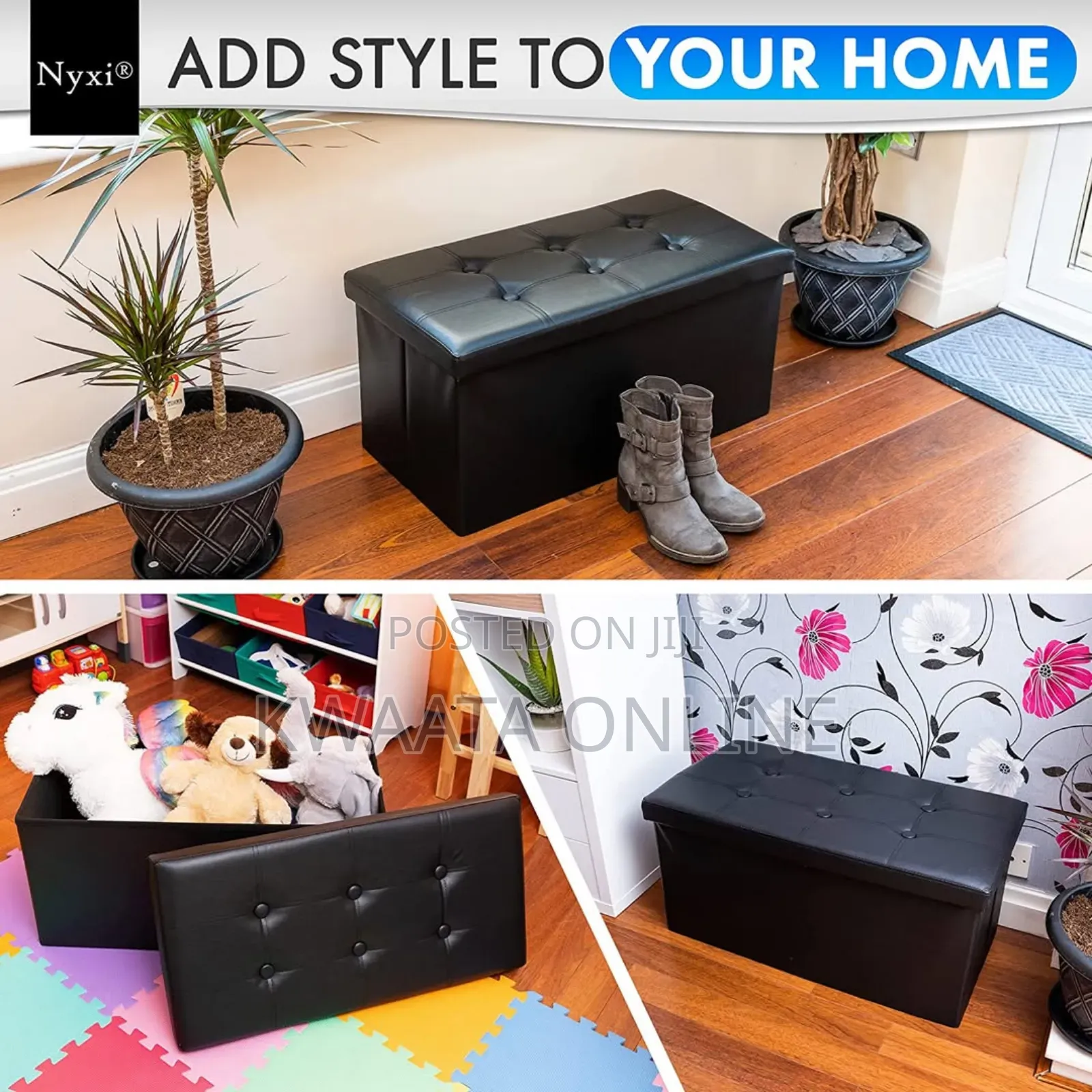Ottoman Bench Storage Box With Lid, Leather Footstool Seat