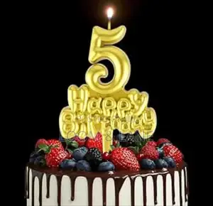 Happy Birthday Gold Number Candle