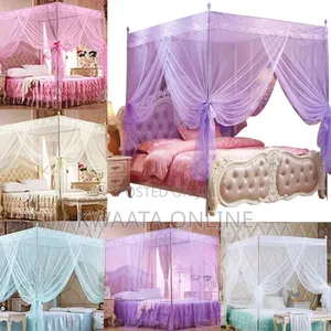 4 Corners Bed Curtain Canopy Mosquitoe Net With Stands