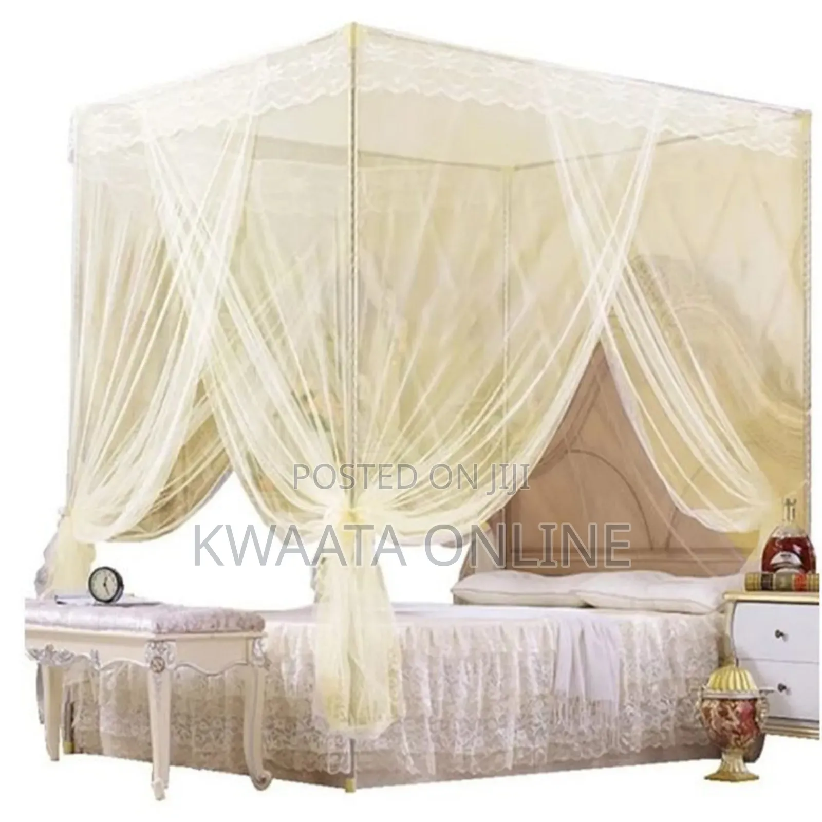 4 Corners Bed Curtain Canopy Mosquitoe Net With Stands