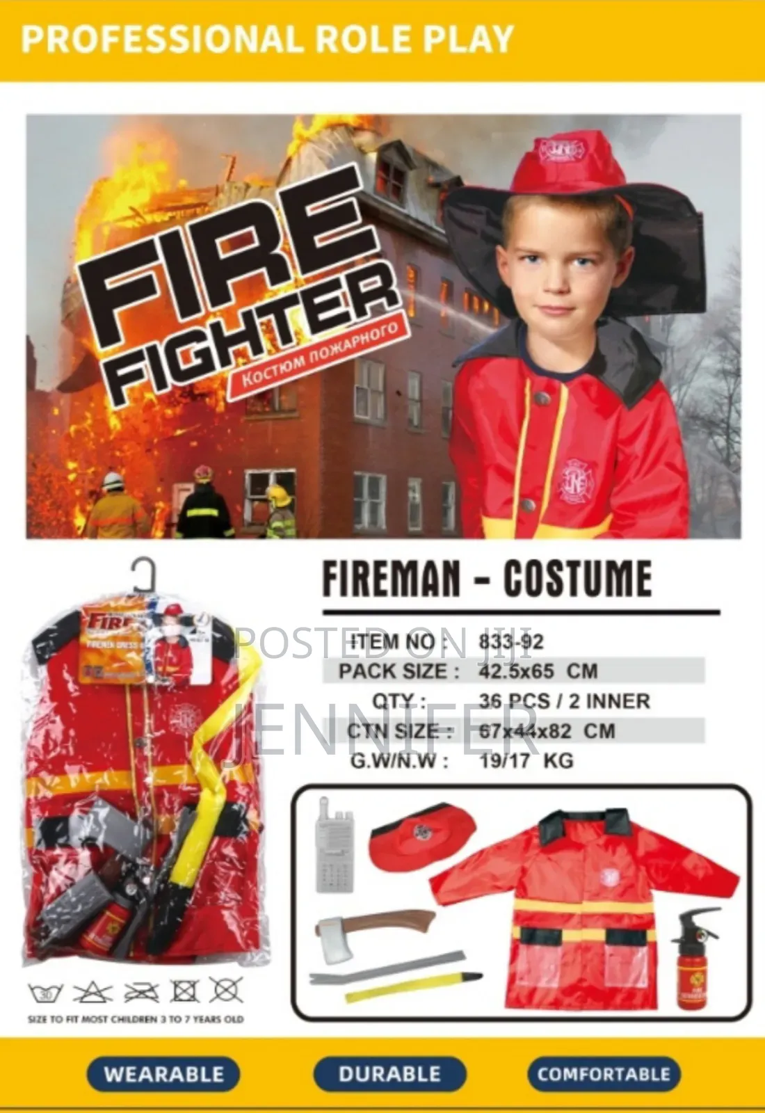Kids Firefighter Play Costume