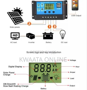 20a Solar Charge Controller 12v/24v Auto Adjustable PWM LCD