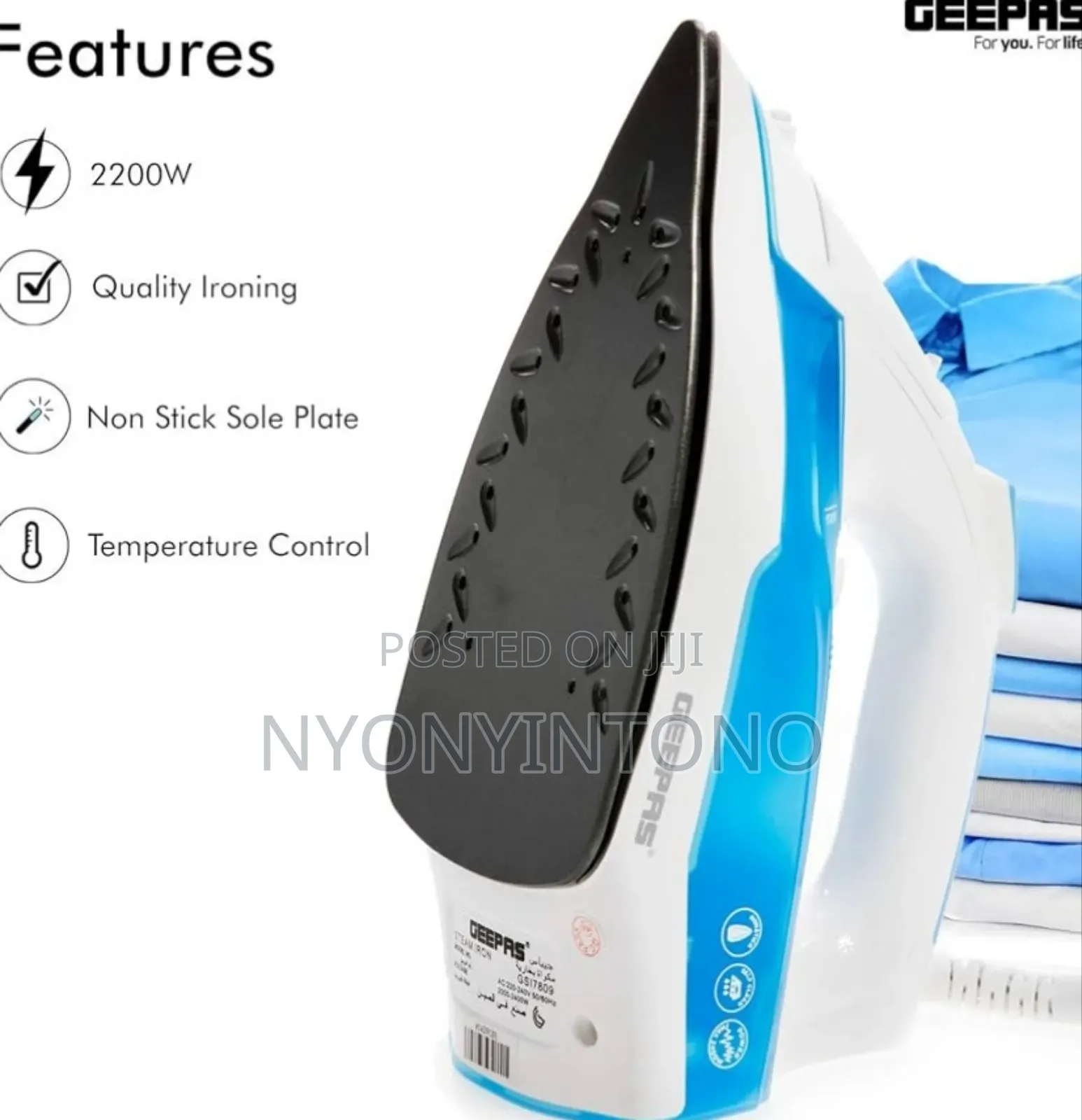 Geepas High-Quality Steam Iron Gsi-7809