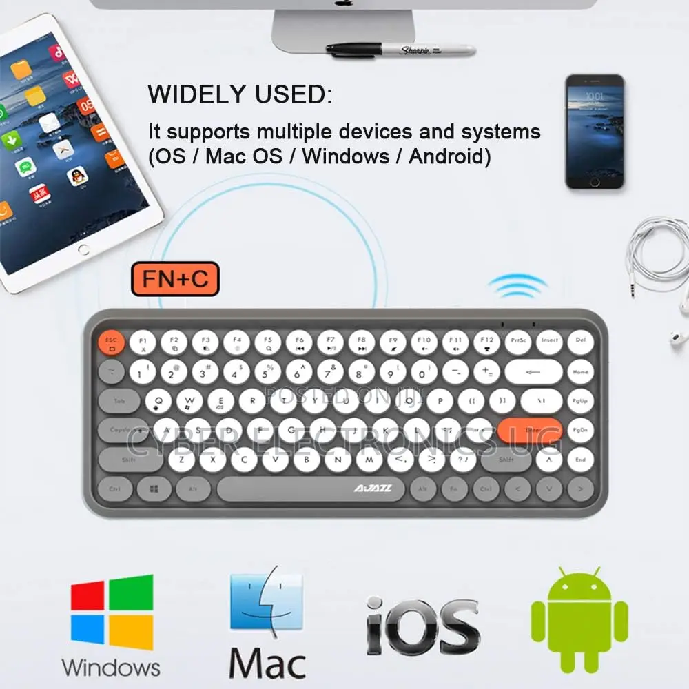 Wireless Gaming Keyboard Cute Round Keycap