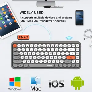 Wireless Gaming Keyboard Cute Round Keycap