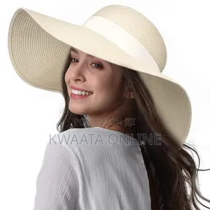 Womens Sun Straw Hat Wide Brim Summer Hat Foldable