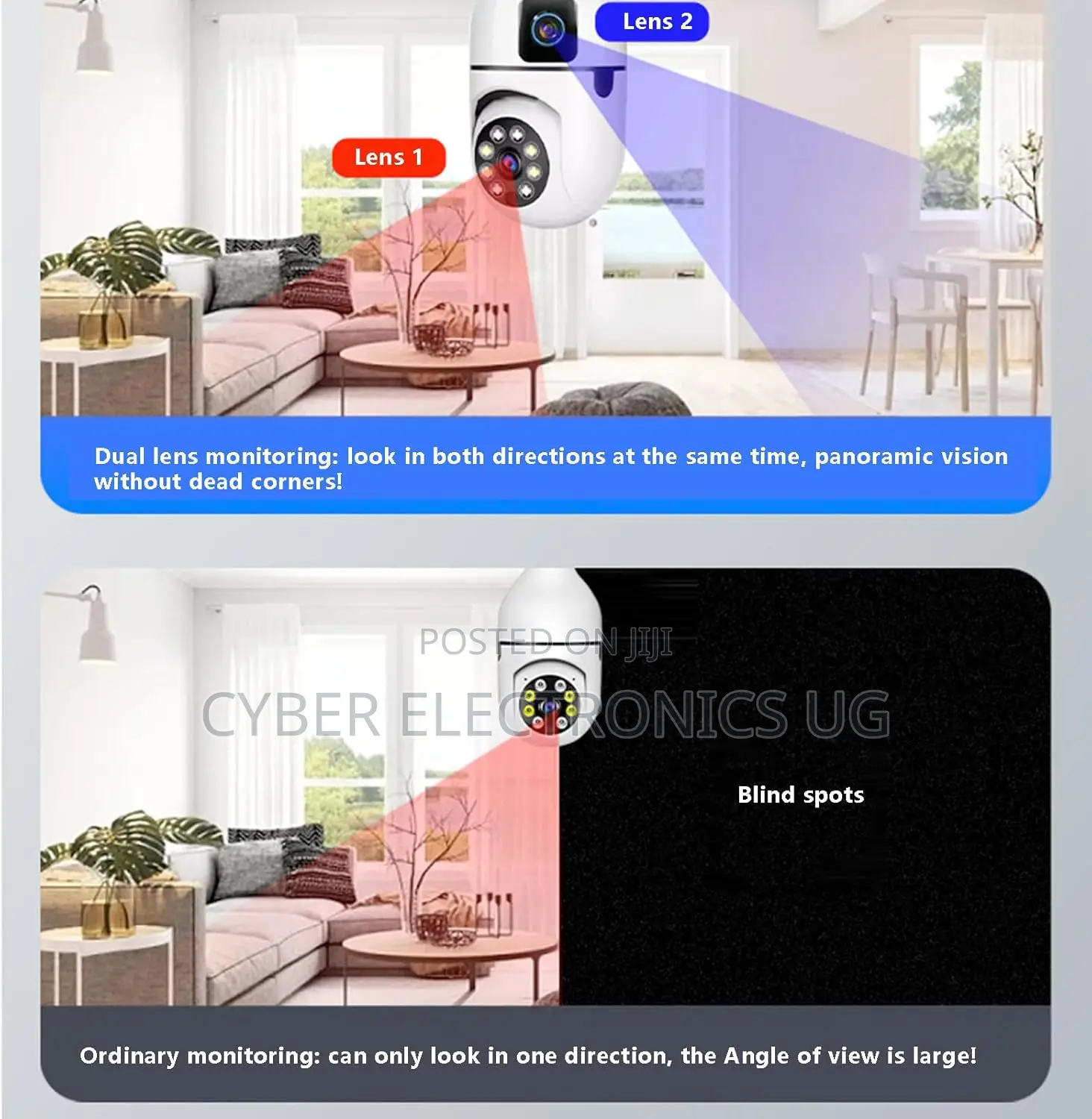 2 Lens Wifi Camera Home Surveillance Camera With Dual View