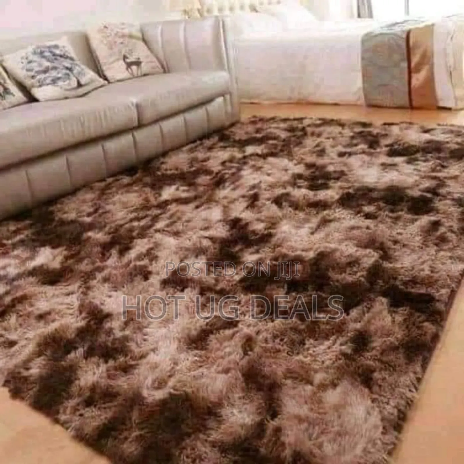 Large Size Fluffy Soft Carpet 2x2.5m - Patched Brown