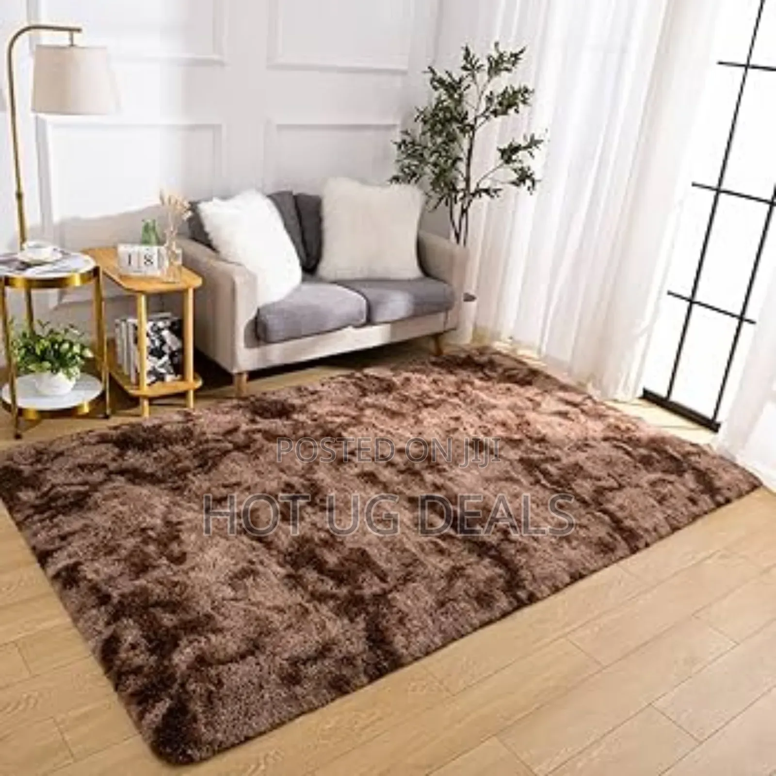 Large Size Fluffy Soft Carpet 2x2.5m - Patched Brown