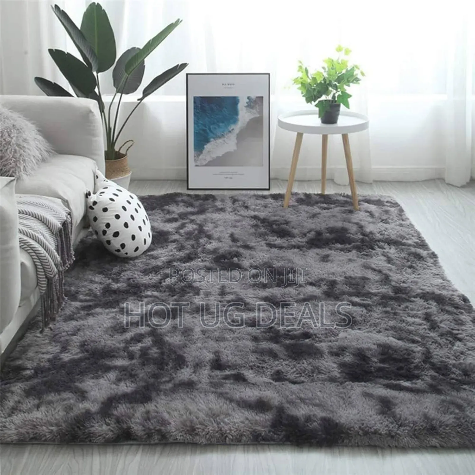 Large Size Fluffy Soft Carpet 2x2.5m - Patched Grey