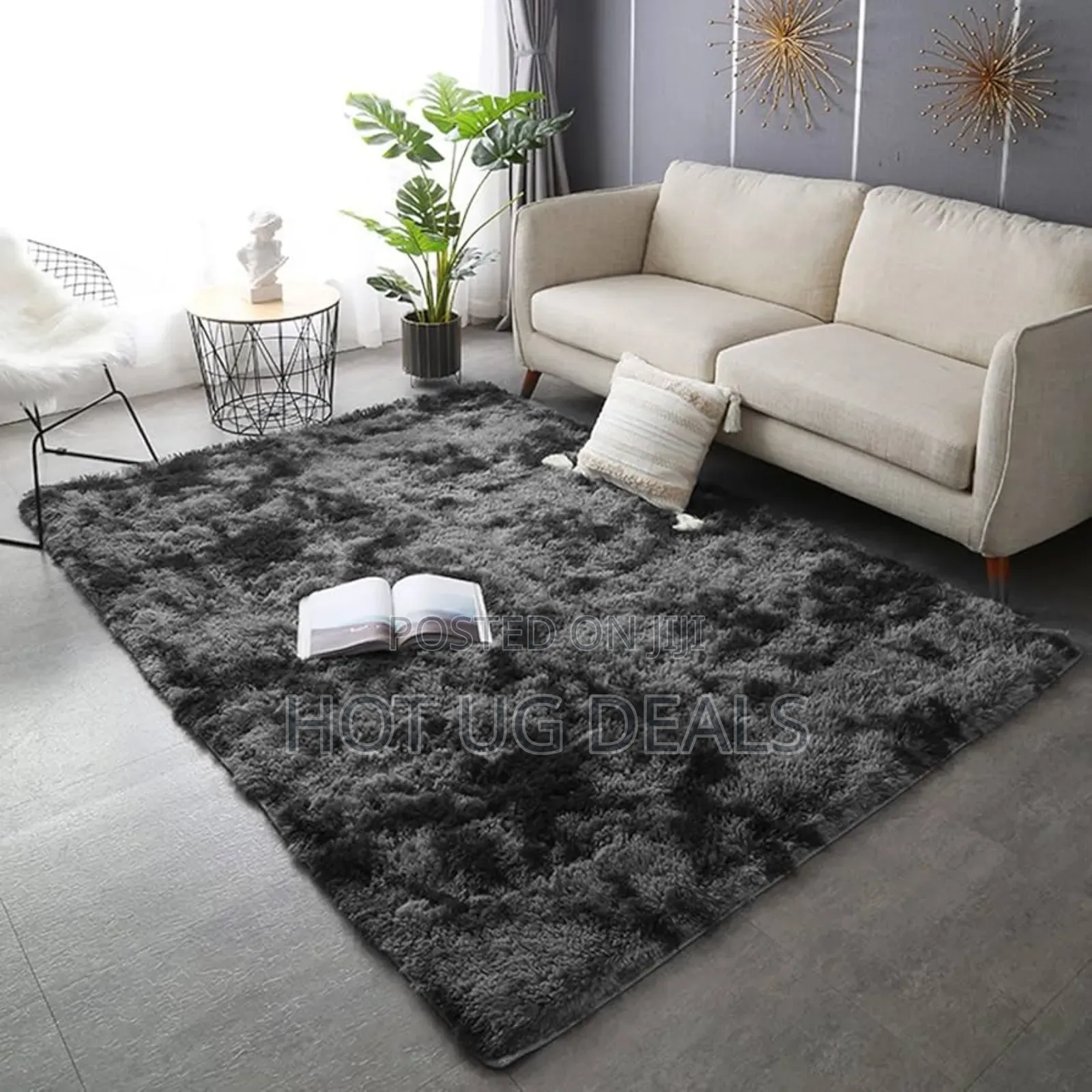 Large Size Fluffy Soft Carpet 2x2.5m - Patched Grey