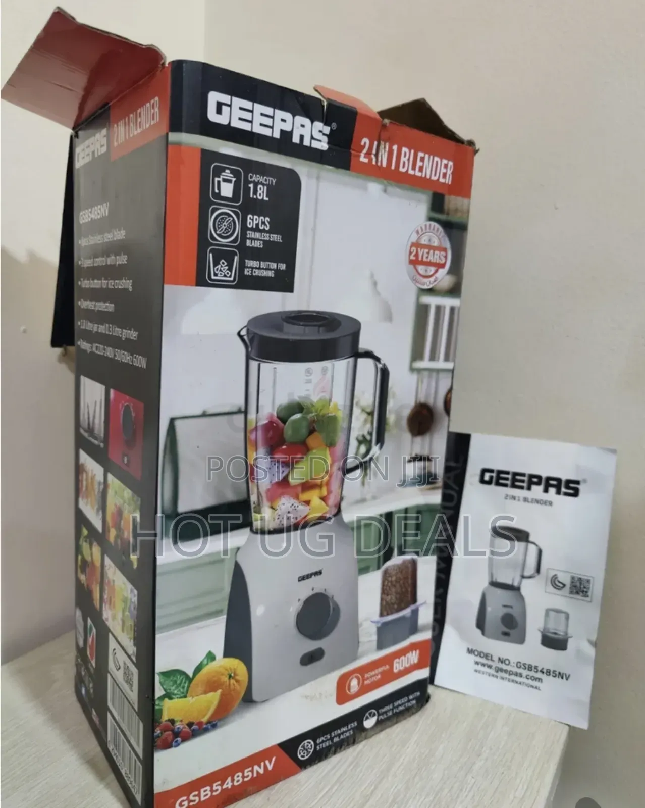 Geepas 1.8l Juice Blender & Grinder 600w - Multicolor