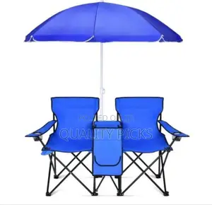 2 Foldable Camping Chairs With Umbrellas