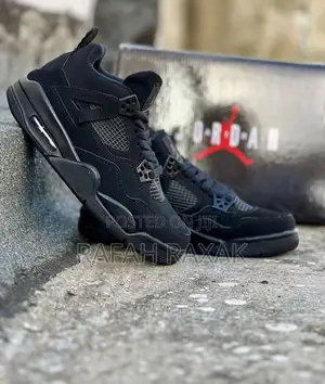 Original Plain Black Air Jordan 4 Retro Sneakers