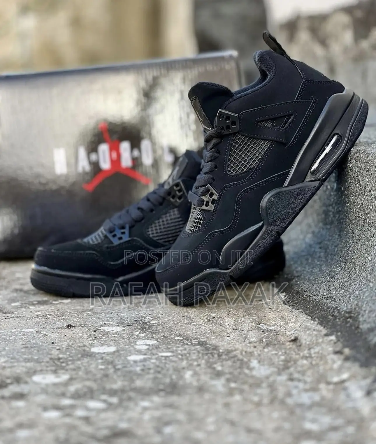 Original Plain Black Air Jordan 4 Retro Sneakers