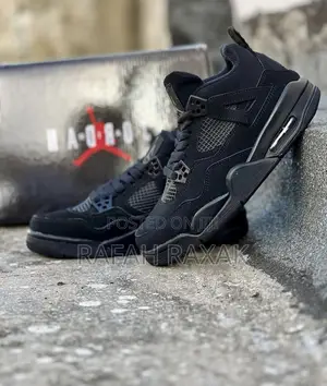 Original Plain Black Air Jordan 4 Retro Sneakers