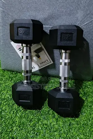 5kg Pair Hex Dumbells - Black/Silver