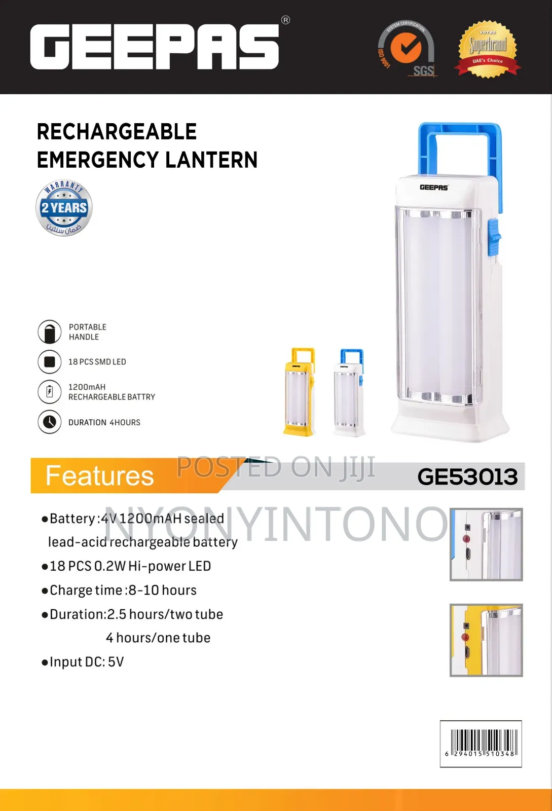 Geepas Rechargeable Led Lantern Ge-53013