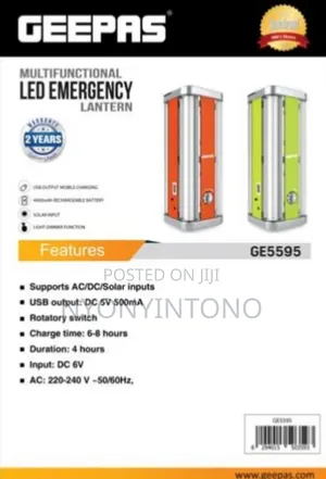 Geepas Rechargeable Lantern + Mobile Charge Ge-5595