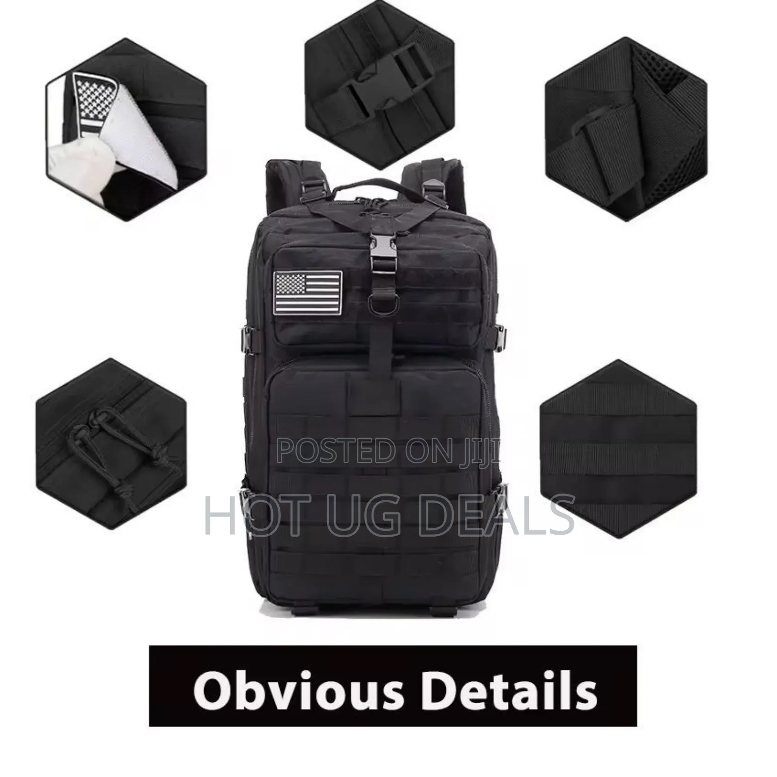 40l Large Military Backpack Men's Tactical Backpacks - Black