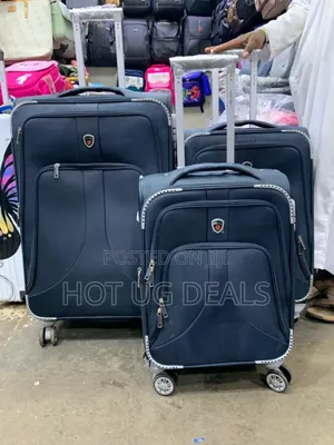 Set Of 3 In 1 Fabric Cloth Travel Suitcases (S, M, L) -bkack