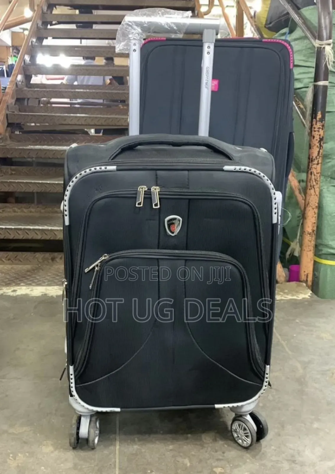 Fabric Cloth Travel Suitcases (Small Size) -black