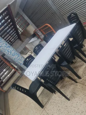 Foldable Dining Plastic Table and 8 Chairs