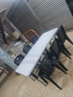 Foldable Dining Plastic Table and 8 Chairs
