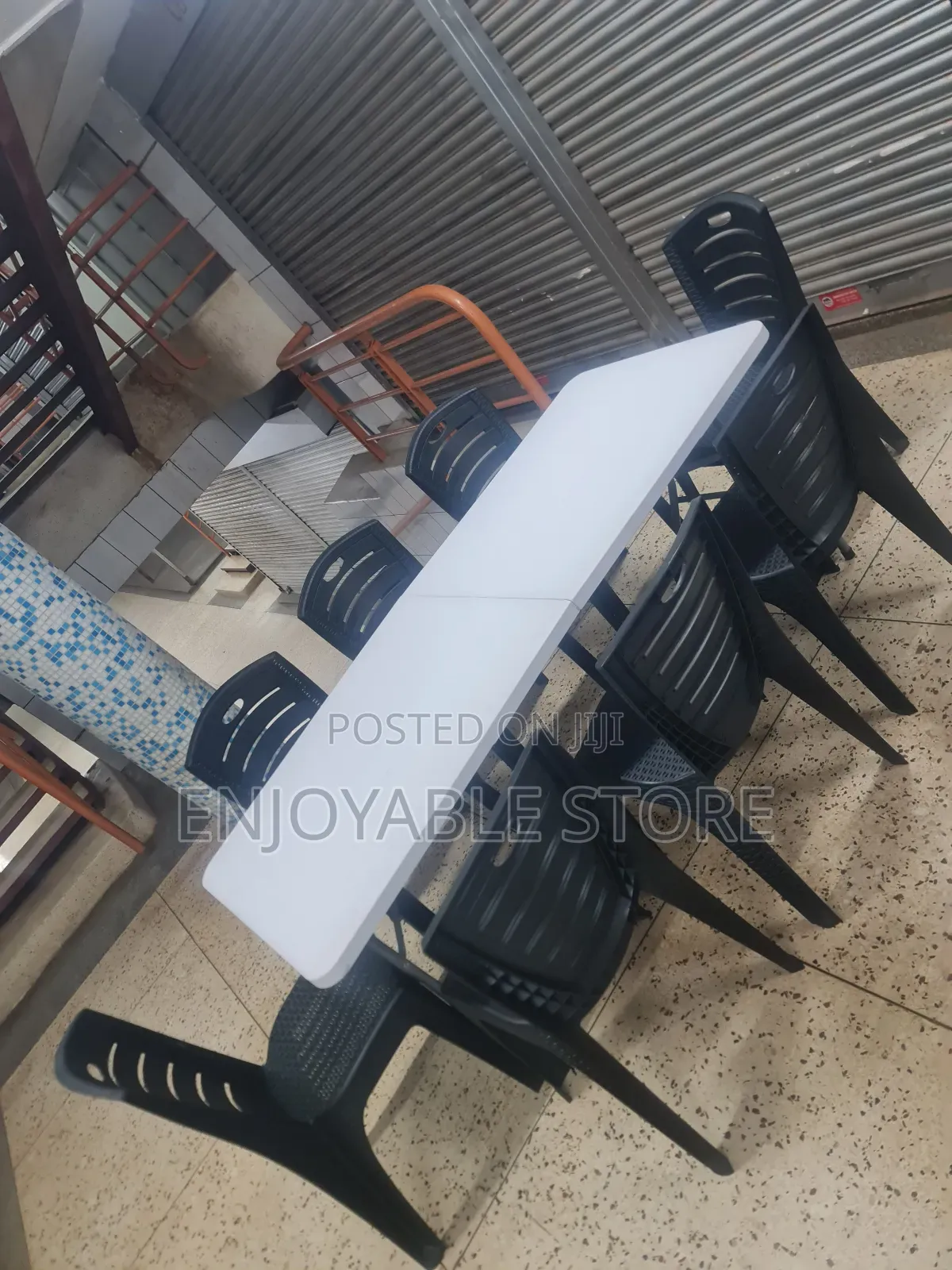 Foldable Dining Plastic Table and 8 Chairs