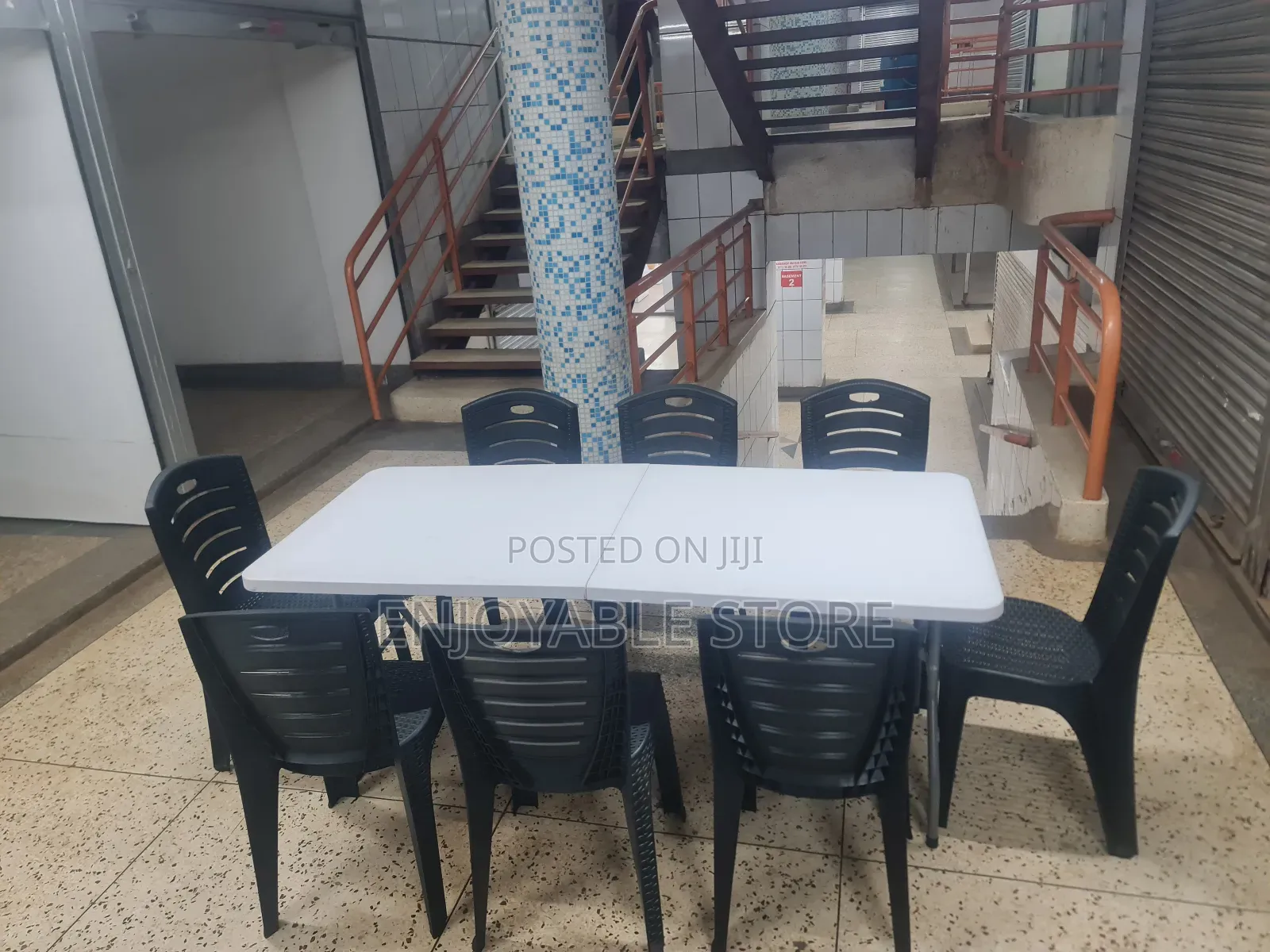 Foldable Dining Plastic Table and 8 Chairs