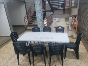 Foldable Dining Plastic Table and 8 Chairs