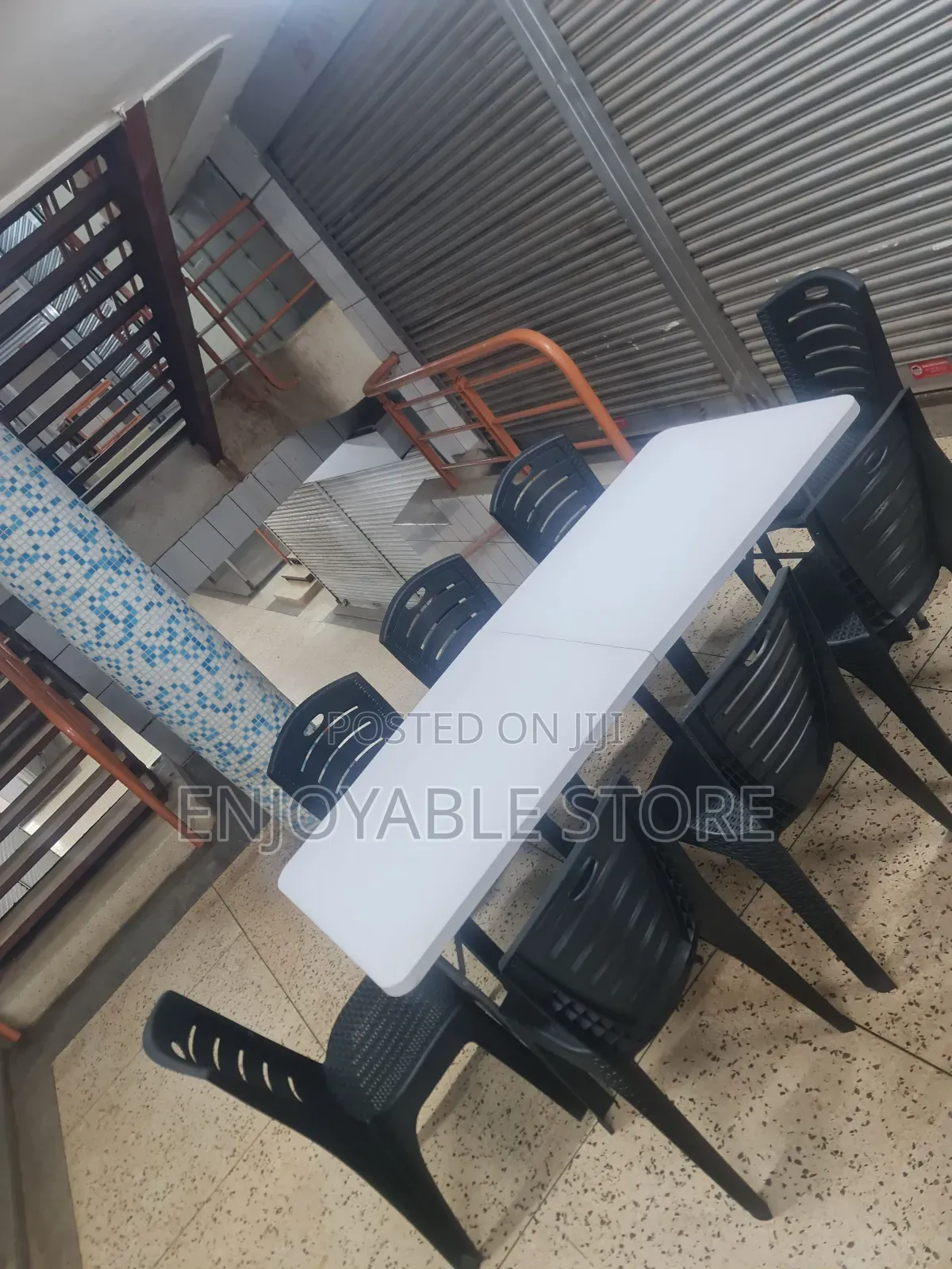 Foldable Dining Plastic Table and 8 Chairs