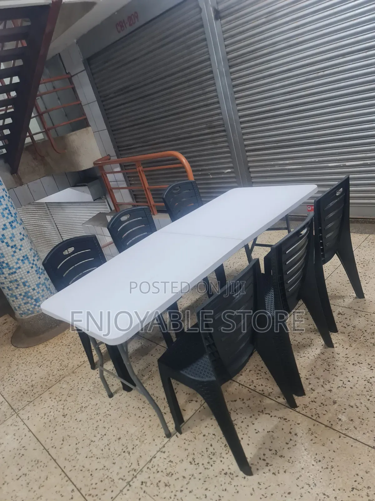 Foldable Dining Plastic Table and 8 Chairs