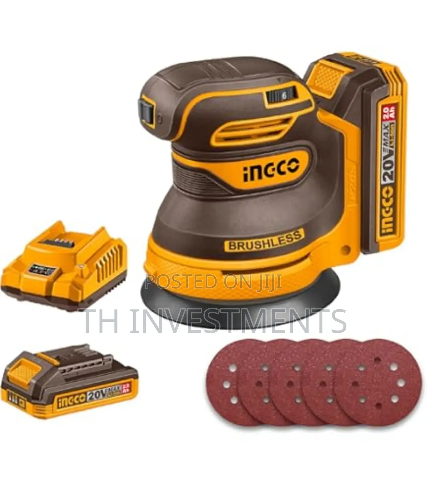 Ingco 20v Cordless Brushless Random Orbit Sander 125mm